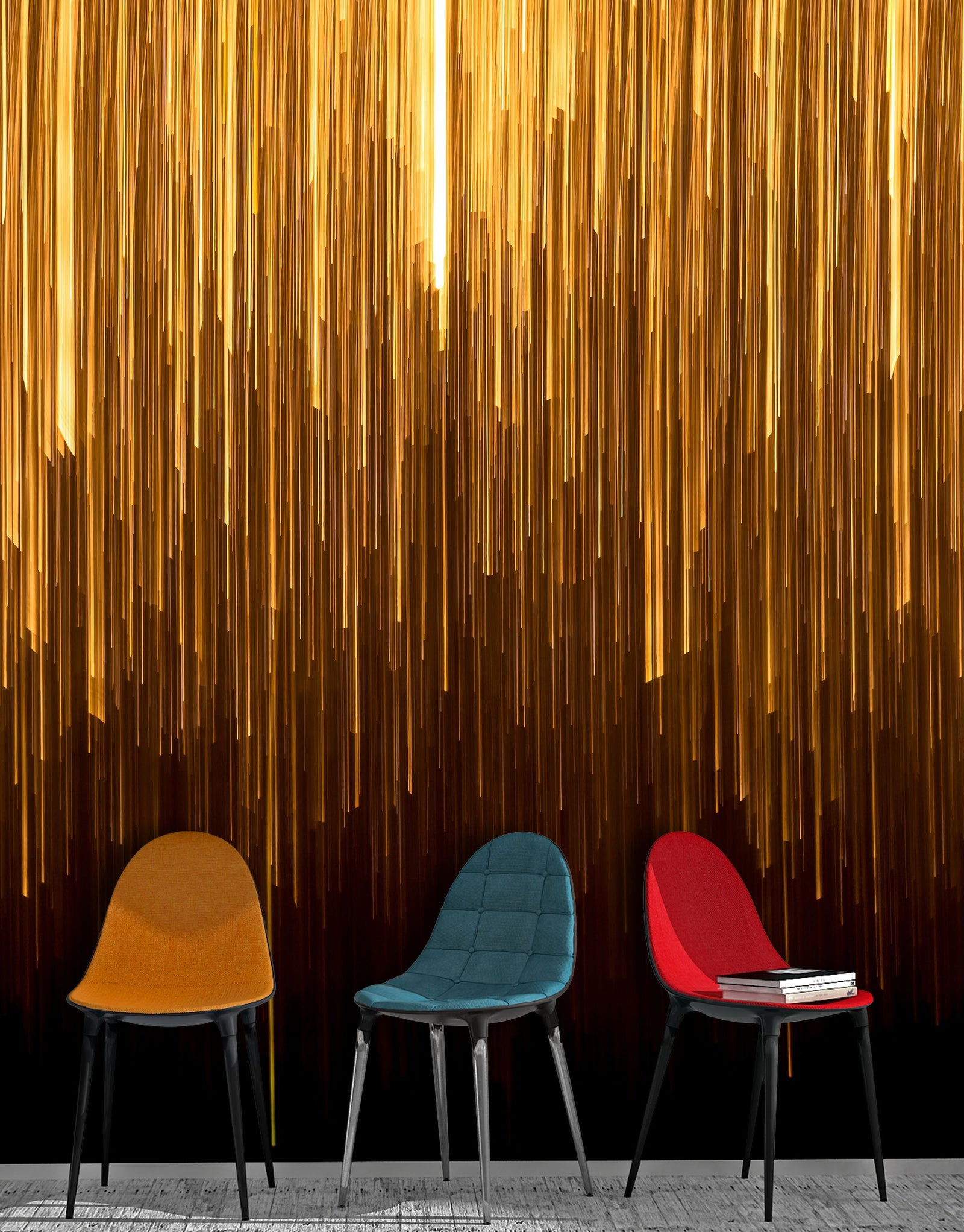 Vertical Streaks of Light Wall Mural. Abstract Glowing Vertical Lines Wallpaper. #6425