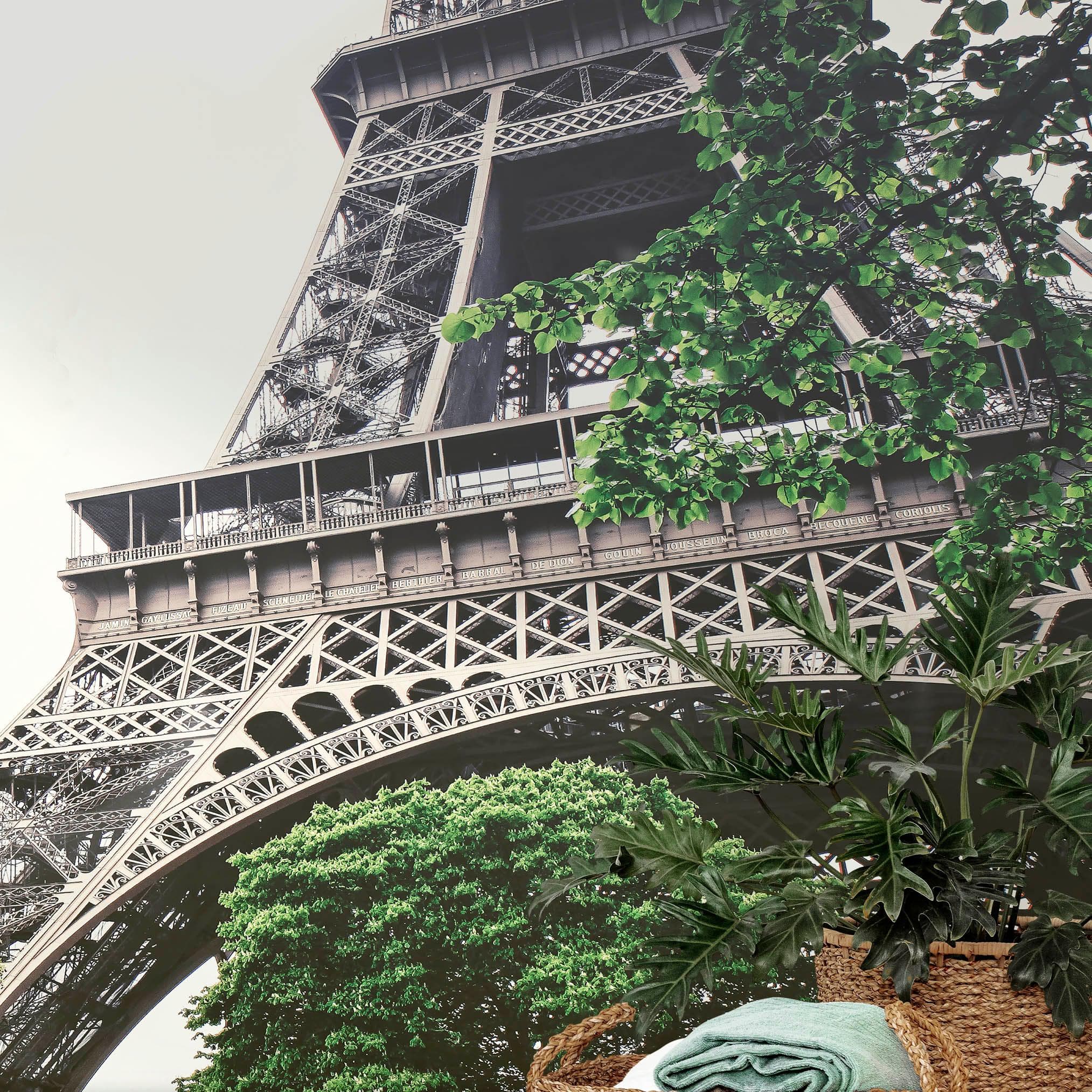 Eiffel Tower Wallpaper Mural Peel and Stick. Low Angle View of Eiffel Tower / Paris France / European Vintage Style Decor. #6427