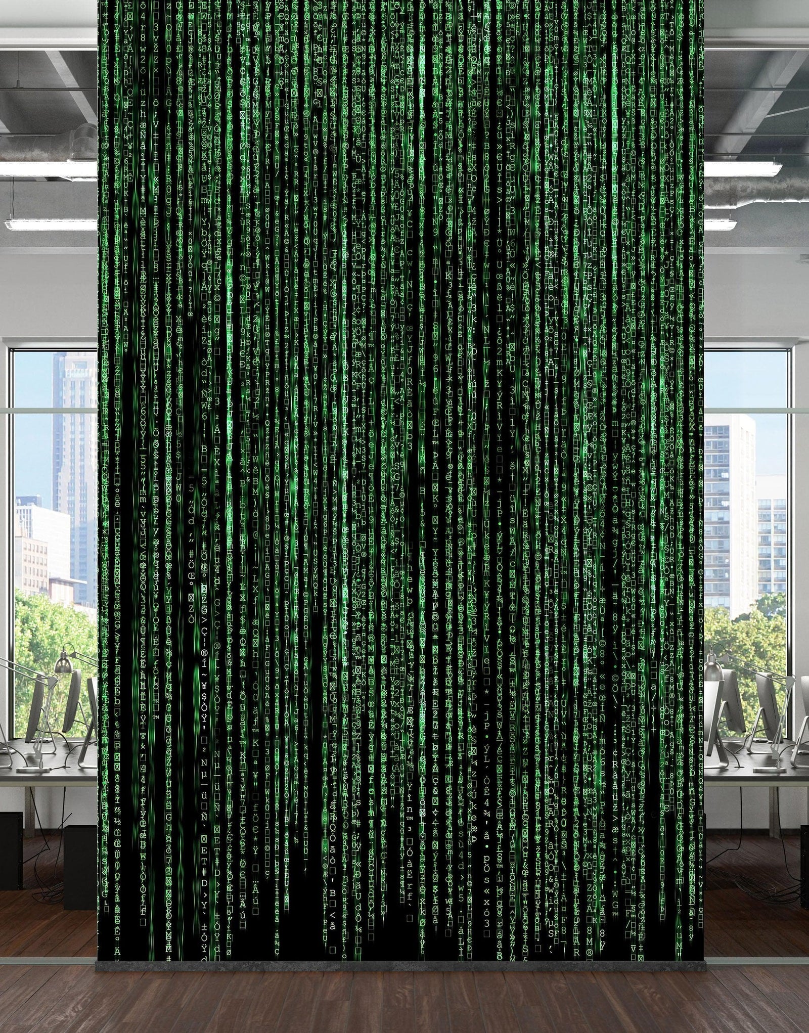 Computer Matrix Style Lines of Code Wall Mural. Science Fiction Decor. #6430