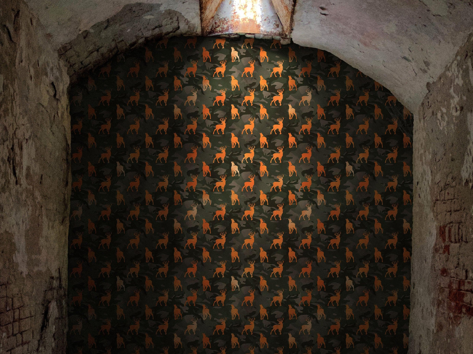 Deer Silhouette Camouflage Wall Mural. Military Theme / Hunter Home Decor. Peel and Stick Wallpaper. #6436