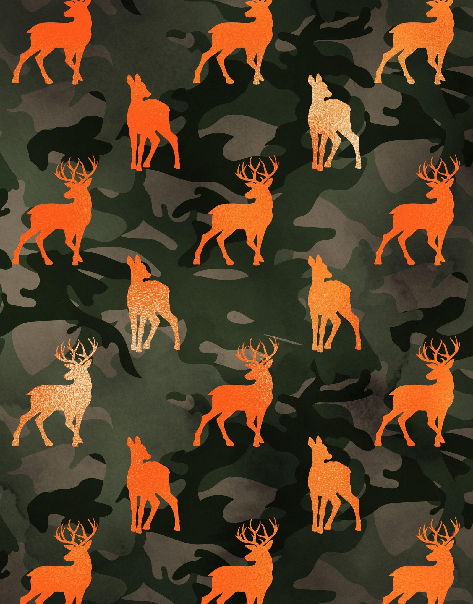 Deer Silhouette Camouflage Wall Mural. Military Theme / Hunter Home Decor. Peel and Stick Wallpaper. #6436