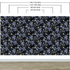 Blue and Black Color Flower Pattern Wall Mural. Tropical Botanical Floral Peel and Stick Wallpaper. #6437