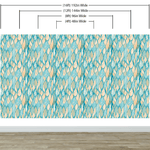Teal Color Autumn Leaves Pattern Wall Mural. Retro Illustration Foliage Pattern. #6438