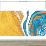 Abstract Bright Color Ink Splotch Pattern Wall Mural. Gold, White and Blue. #6439