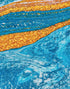 Abstract Bright Color Ink Splotch Pattern Wall Mural. Gold, White and Blue. #6439