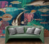 Vintage Retro Underwater Marine Sea Life Wall Mural. Beach / Nautical / Marine Life Theme Peel and Stick Wallpaper. #6442