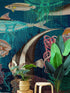 Vintage Retro Underwater Marine Sea Life Wall Mural. Beach / Nautical / Marine Life Theme Peel and Stick Wallpaper. #6442