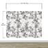 Vintage Flower Pattern Illustration Wall Mural. Black and White Peel and Stick Wallpaper. #6443