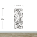 Vintage Flower Pattern Illustration Wall Mural. Black and White Peel and Stick Wallpaper. #6443