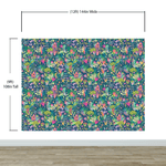 Colorful Flower Garden with Bird House Illustration Wall Mural. #6444