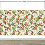Pineapple Tropical Vibe Wall Mural. Hawaiian Theme Peel and Stick Wallpaper. Paradise Vibe Theme Decor. #6447