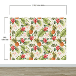 Pineapple Tropical Vibe Wall Mural. Hawaiian Theme Peel and Stick Wallpaper. Paradise Vibe Theme Decor. #6447