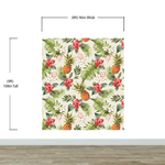 Pineapple Tropical Vibe Wall Mural. Hawaiian Theme Peel and Stick Wallpaper. Paradise Vibe Theme Decor. #6447