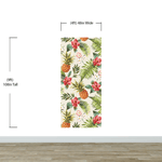 Pineapple Tropical Vibe Wall Mural. Hawaiian Theme Peel and Stick Wallpaper. Paradise Vibe Theme Decor. #6447