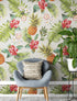 Pineapple Tropical Vibe Wall Mural. Hawaiian Theme Peel and Stick Wallpaper. Paradise Vibe Theme Decor. #6447
