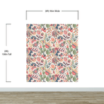 Flower Garden Illustration Wall Mural. Pastel Color Pattern Nursery, Bedroom, Kid’s Room Wall Decor. Peel and Stick Wallpaper. #6448