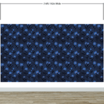 Blue Color Flower Wall Mural Pattern. Dark Navy Blue Background. #6451