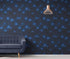 Blue Color Flower Wall Mural Pattern. Dark Navy Blue Background. #6451
