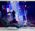 Japanese Samurai in Cyberpunk Futuristic City of Japan Wall Mural. #6452