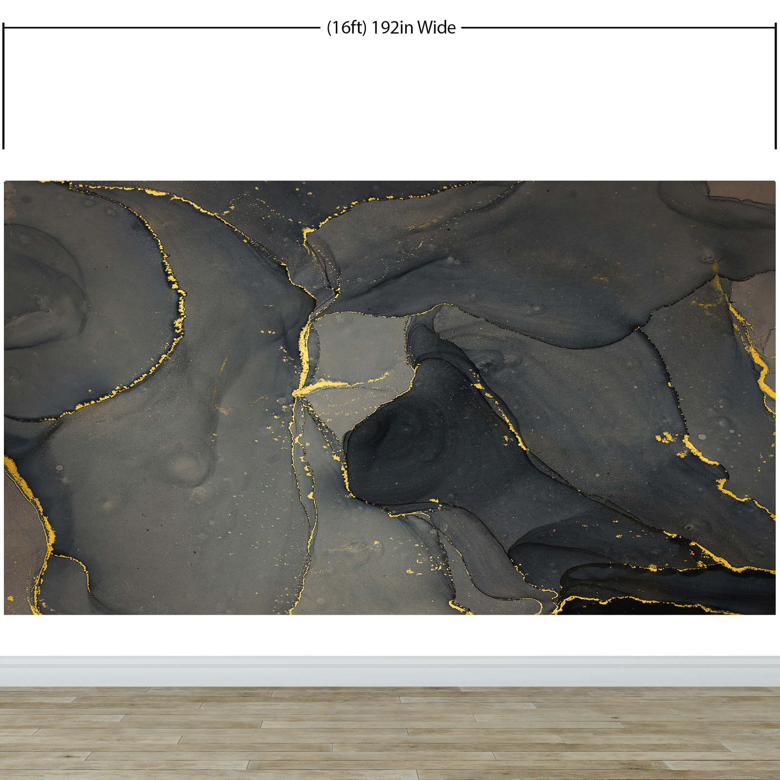 Abstract Black and Gold Agate Marble Stone Pattern Wall Mural. Removable Peel and Stick Wallpaper. #6454