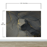 Abstract Black and Gold Agate Marble Stone Pattern Wall Mural. Removable Peel and Stick Wallpaper. #6454