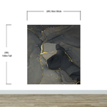 Abstract Black and Gold Agate Marble Stone Pattern Wall Mural. Removable Peel and Stick Wallpaper. #6454