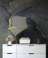 Abstract Black and Gold Agate Marble Stone Pattern Wall Mural. Removable Peel and Stick Wallpaper. #6454