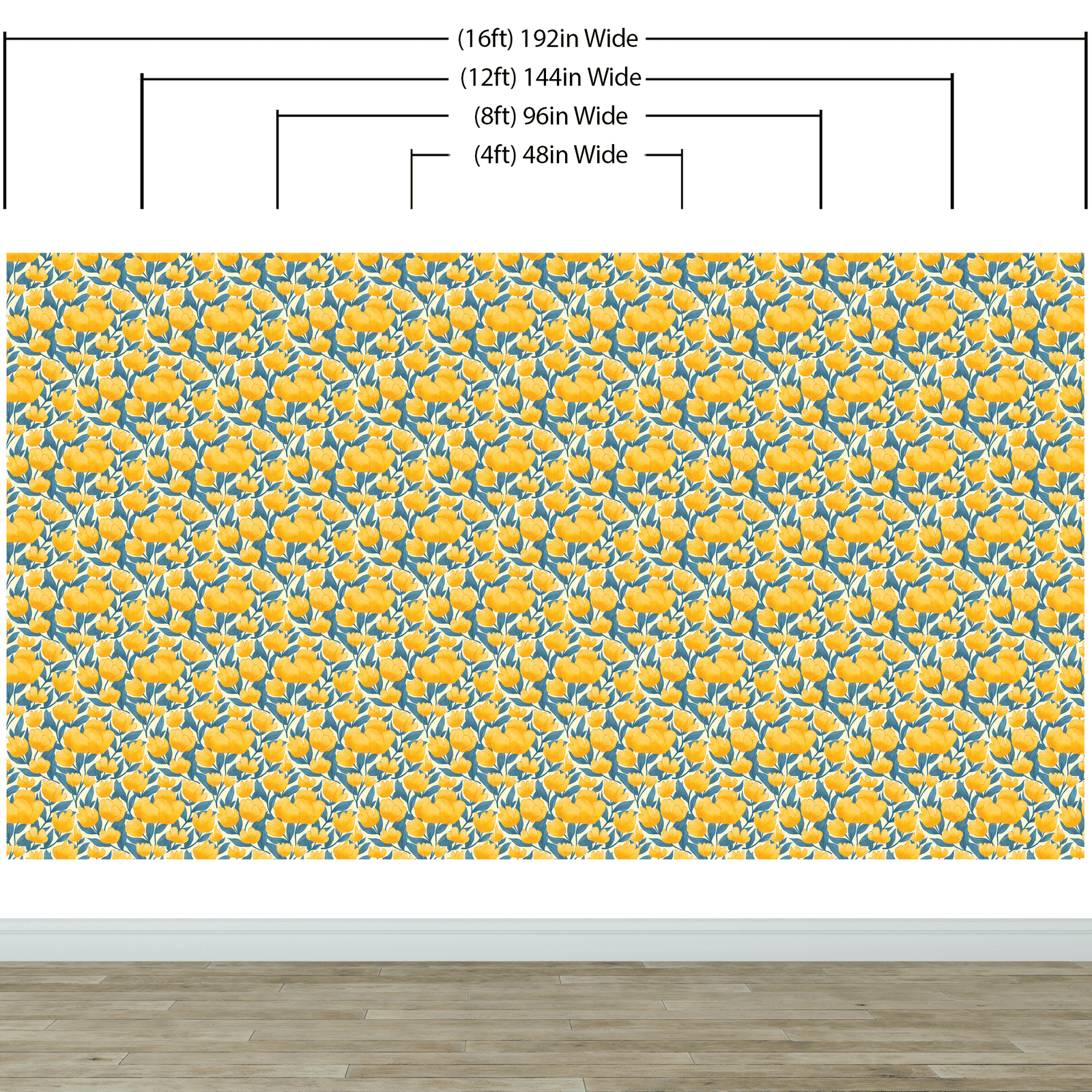 Yellow Floral Flower Background Pattern Wall Mural. #6456