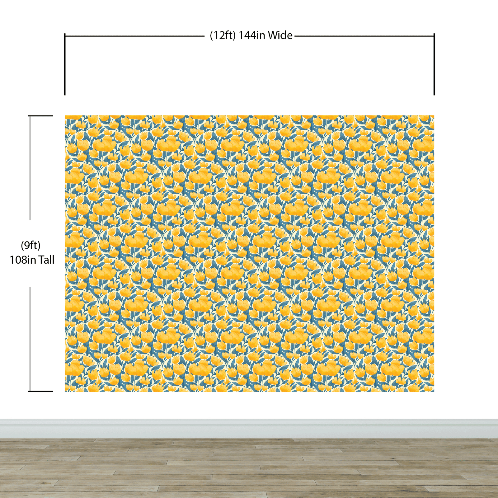 Yellow Floral Flower Background Pattern Wall Mural. #6456