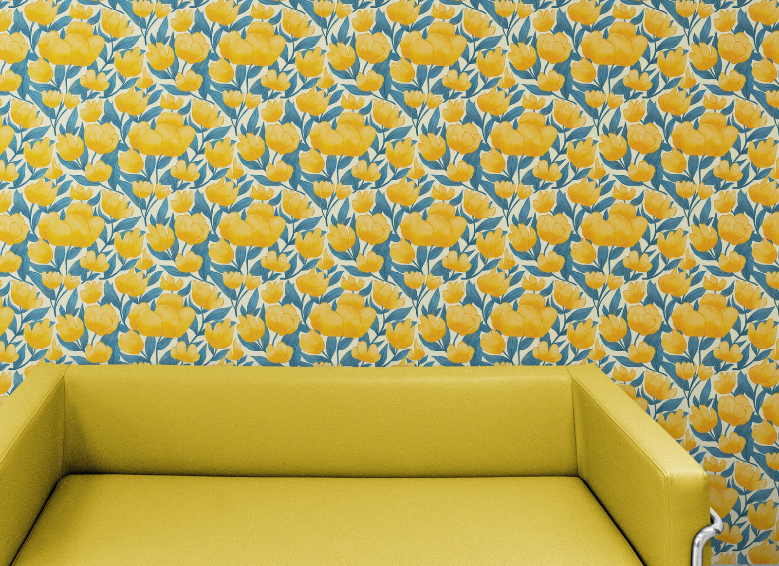 Yellow Floral Flower Background Pattern Wall Mural. #6456