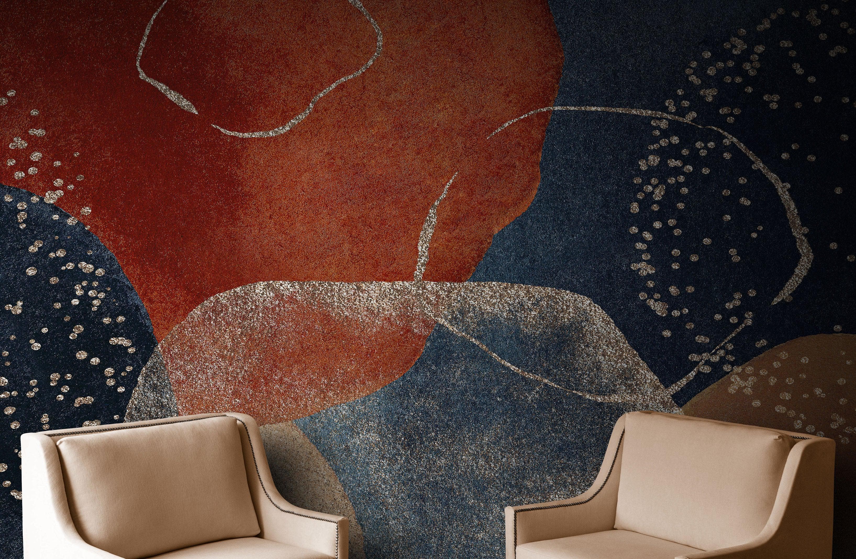 Abstract Watercolor Shapes Wall Mural. Peel and Stick Wallpaper. Round Shapes Wall Decor. Bedroom Decor, Bathroom Decor.  #6466