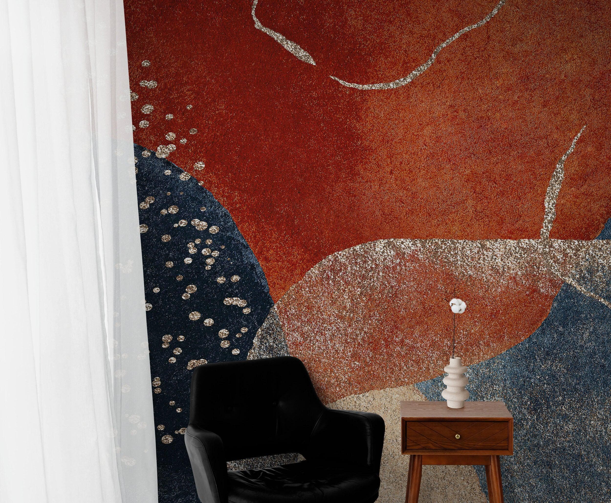 Abstract Watercolor Shapes Wall Mural. Peel and Stick Wallpaper. Round Shapes Wall Decor. Bedroom Decor, Bathroom Decor.  #6466