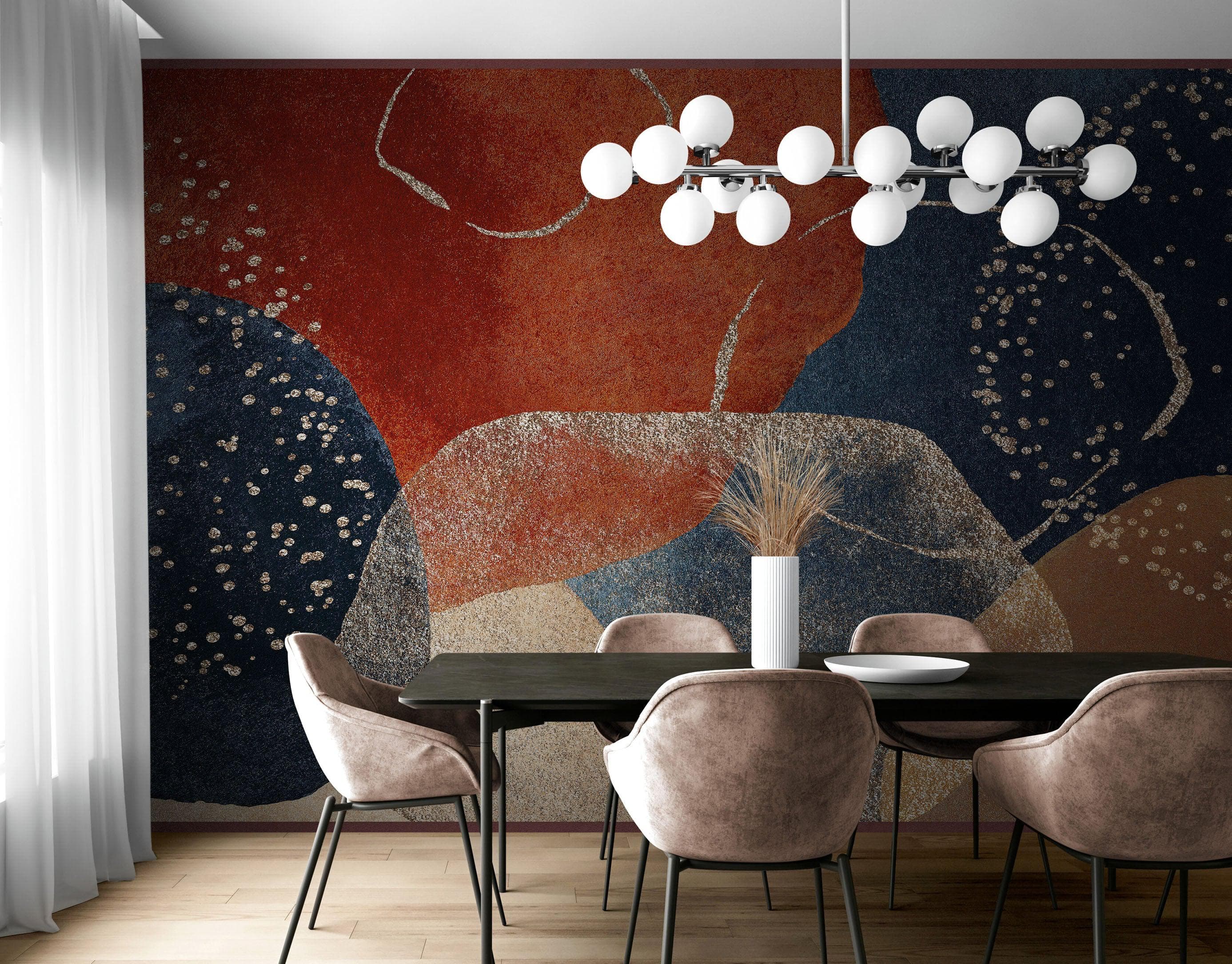 Abstract Watercolor Shapes Wall Mural. Peel and Stick Wallpaper. Round Shapes Wall Decor. Bedroom Decor, Bathroom Decor.  #6466