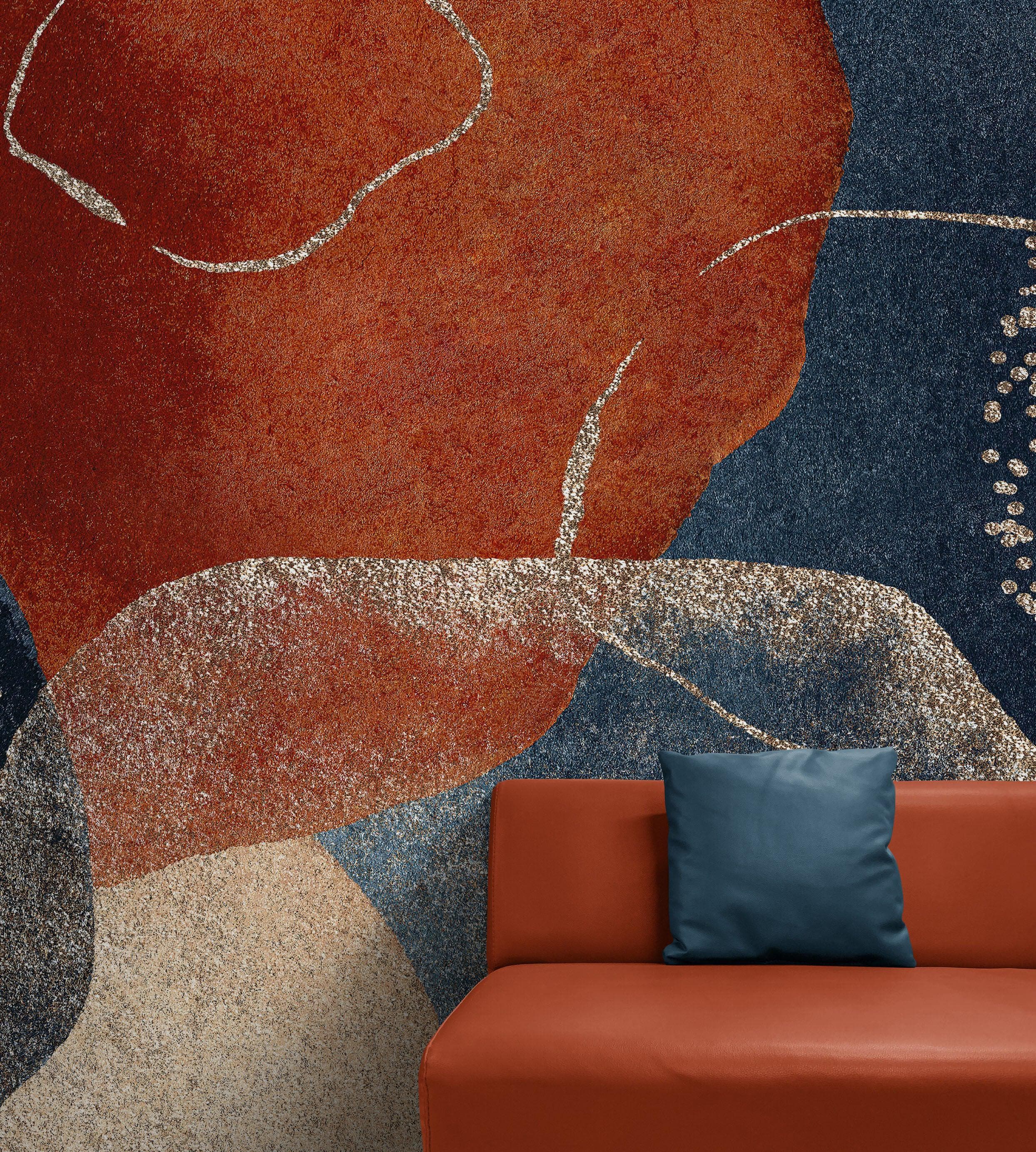 Abstract Watercolor Shapes Wall Mural. Peel and Stick Wallpaper. Round Shapes Wall Decor. Bedroom Decor, Bathroom Decor.  #6466