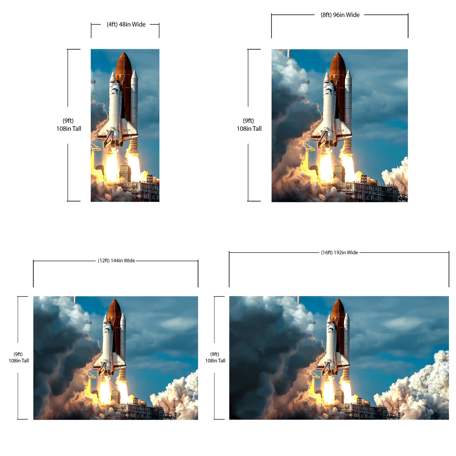 Space Shuttle Wall Mural Wallpaper. NASA Theme Wall Decor. #6470