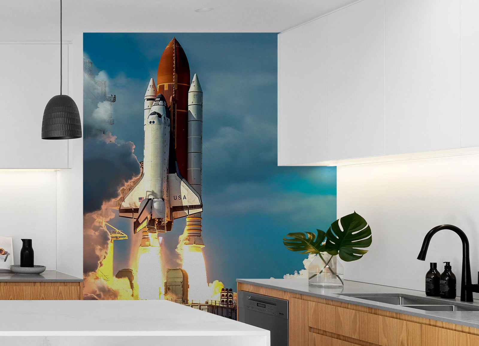 Space Shuttle Wall Mural Wallpaper. NASA Theme Wall Decor. #6470