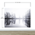 Foggy Woodland Wall Mural. Warm Grey Misty Forest Lakeview Peel and Stick Wallpaper. #6474