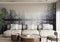 Foggy Woodland Wall Mural. Warm Grey Misty Forest Lakeview Peel and Stick Wallpaper. #6474