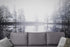 Foggy Woodland Wall Mural. Warm Grey Misty Forest Lakeview Peel and Stick Wallpaper. #6474