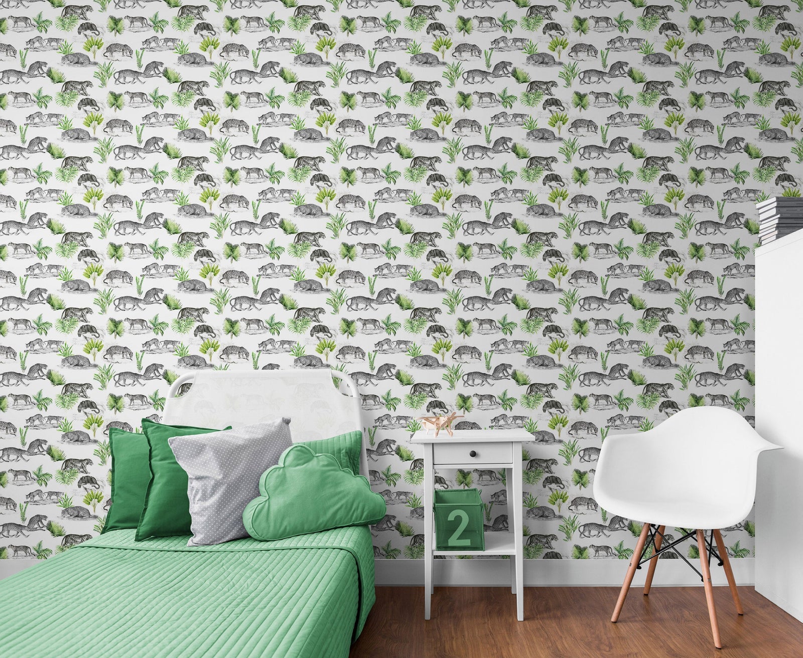 Tiger and Leopard Wallpaper Pattern. Safari Animal Print Wall Mural. #6478