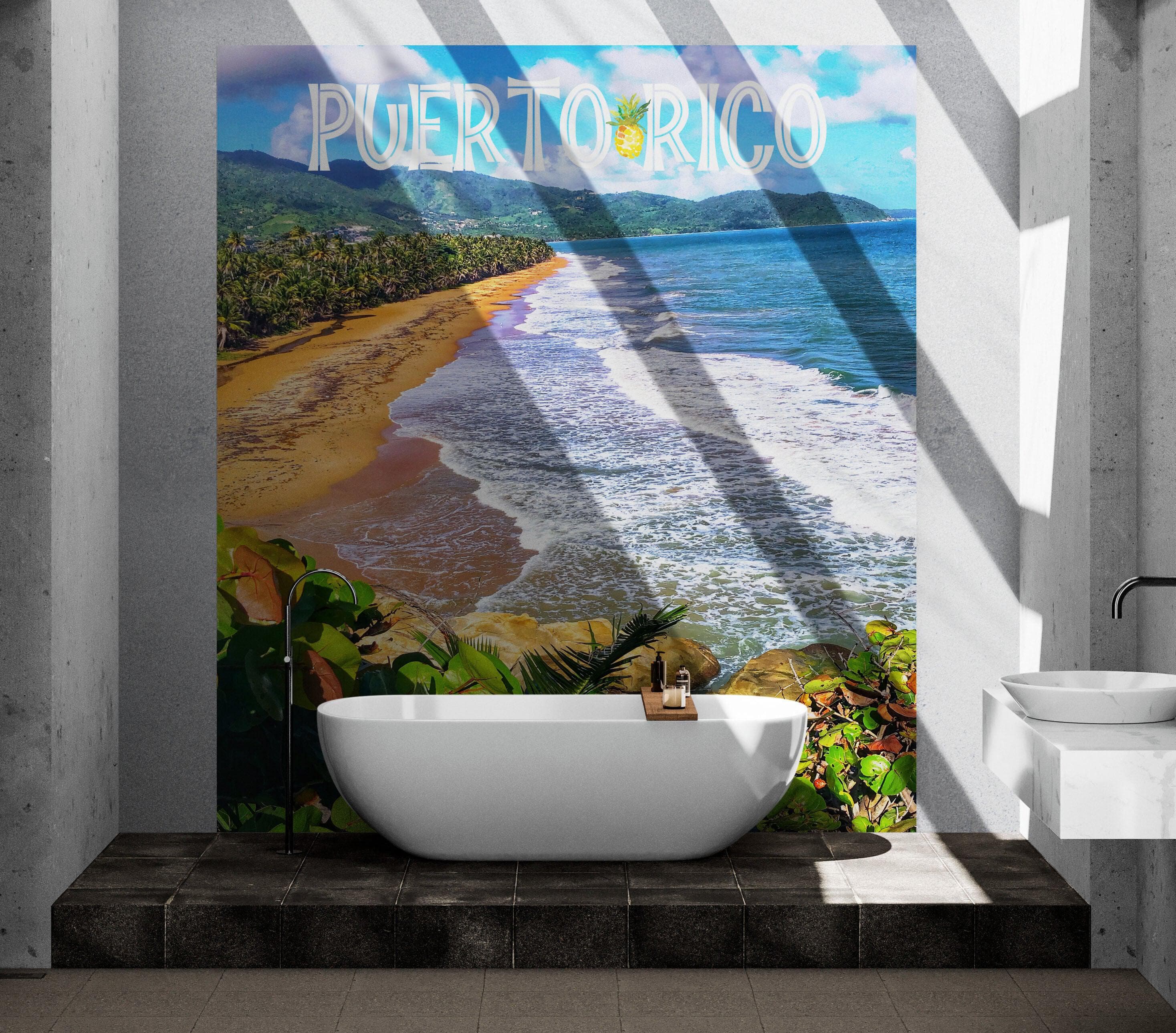 Puerto Rico Beach Wallpaper. Peel and Stick Wall Mural. #6481