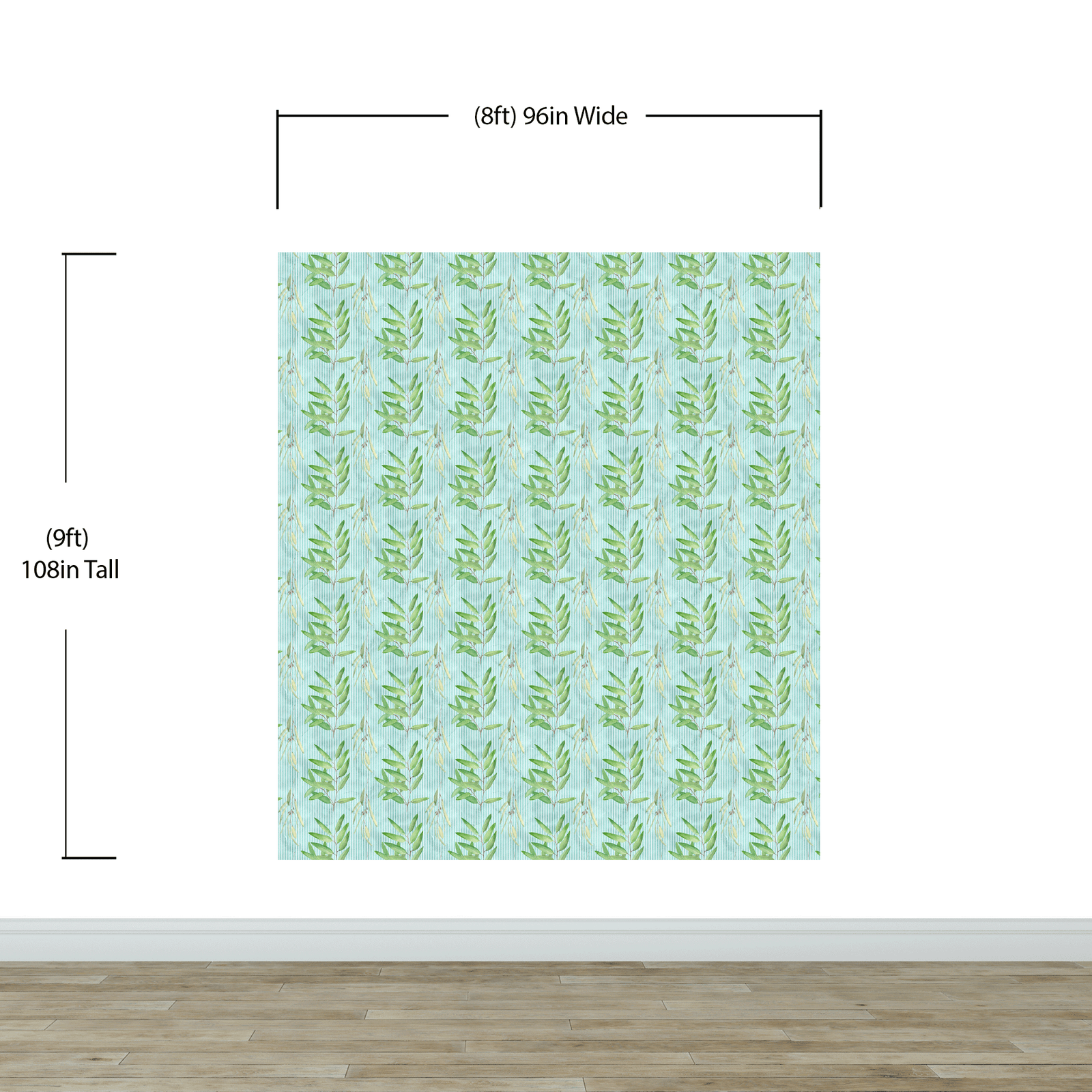 Eucalyptus Wallpaper. Farmhouse Decor Peel and Stick Wall Mural. Blue and Green Colors. #6482