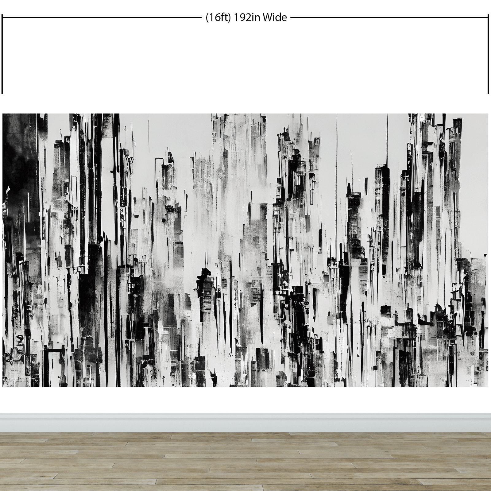 Black and Gray Urban City Wall Mural. Cyber Punk Cityscape. Minimalist Abstract Building Architect Wallpaper. #6487
