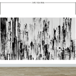 Black and Gray Urban City Wall Mural. Cyber Punk Cityscape. Minimalist Abstract Building Architect Wallpaper. #6487
