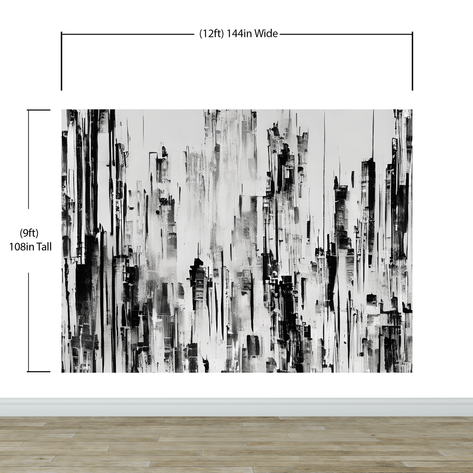 Black and Gray Urban City Wall Mural. Cyber Punk Cityscape. Minimalist Abstract Building Architect Wallpaper. #6487