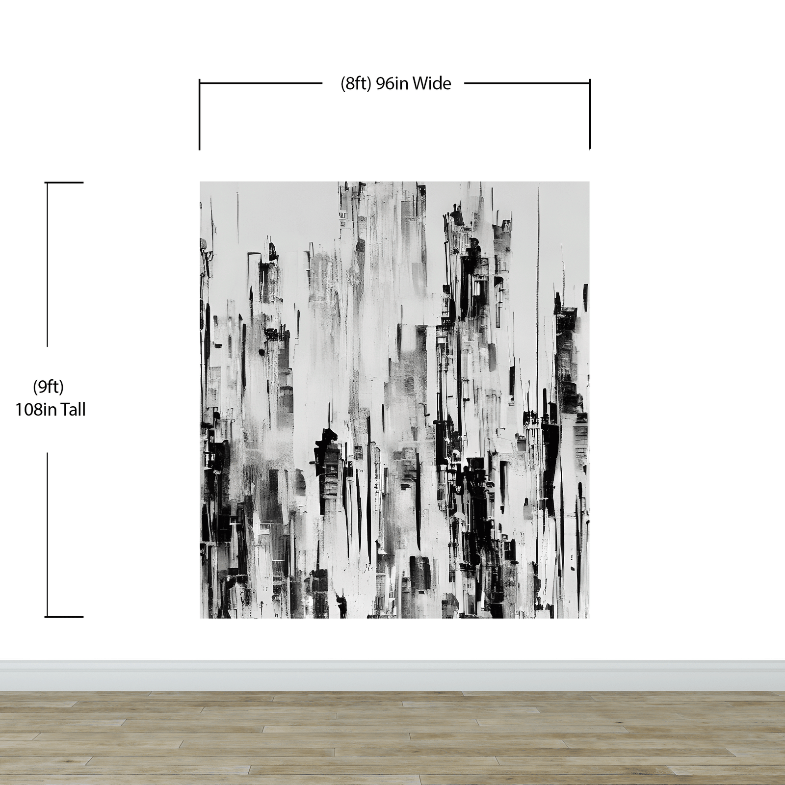 Black and Gray Urban City Wall Mural. Cyber Punk Cityscape. Minimalist Abstract Building Architect Wallpaper. #6487