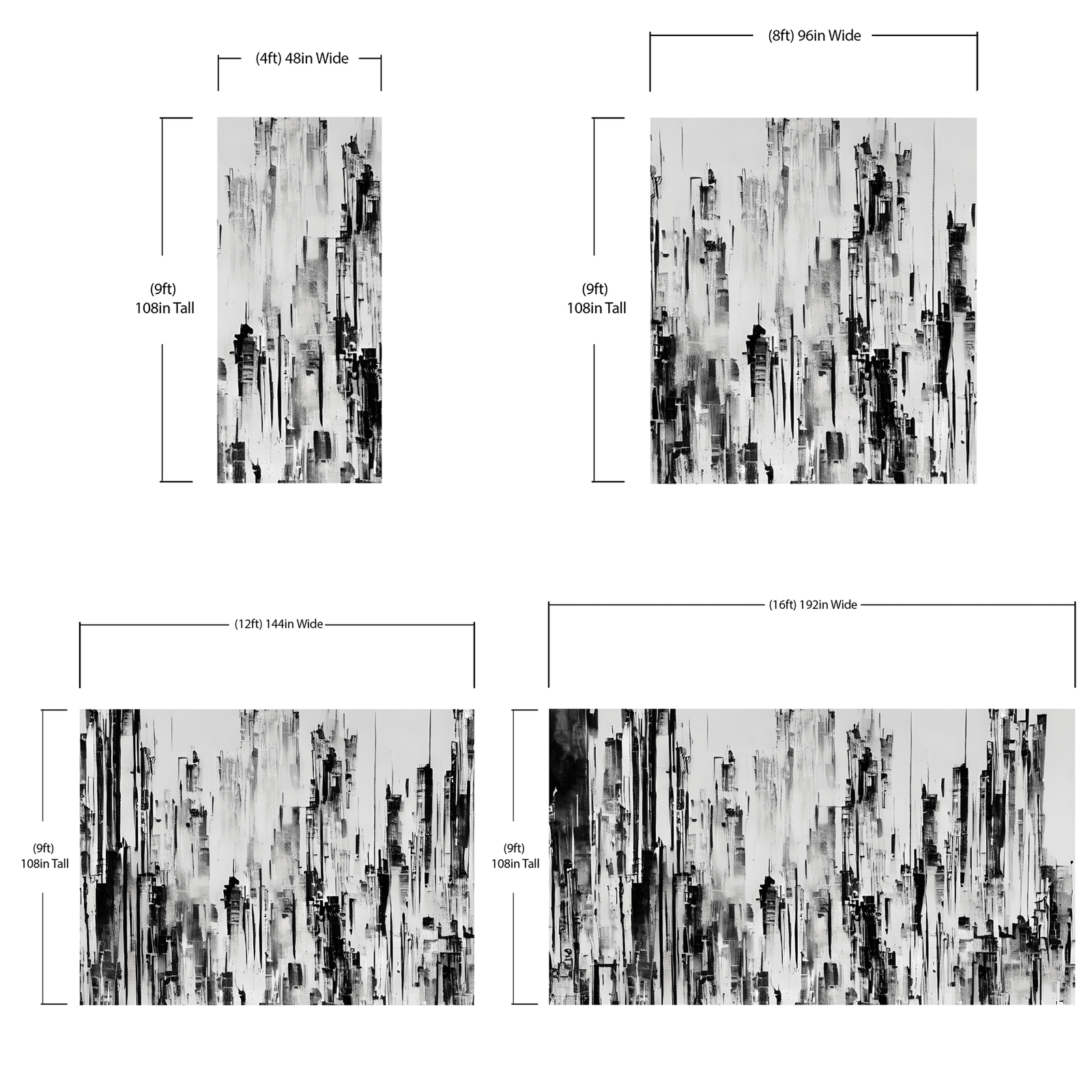 Black and Gray Urban City Wall Mural. Cyber Punk Cityscape. Minimalist Abstract Building Architect Wallpaper. #6487