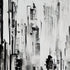 Black and Gray Urban City Wall Mural. Cyber Punk Cityscape. Minimalist Abstract Building Architect Wallpaper. #6487