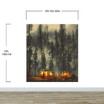 Camping Under the Stars Painting Wallpaper. Woodland Forest Wall Mural. Nature Wall Decor. #6492