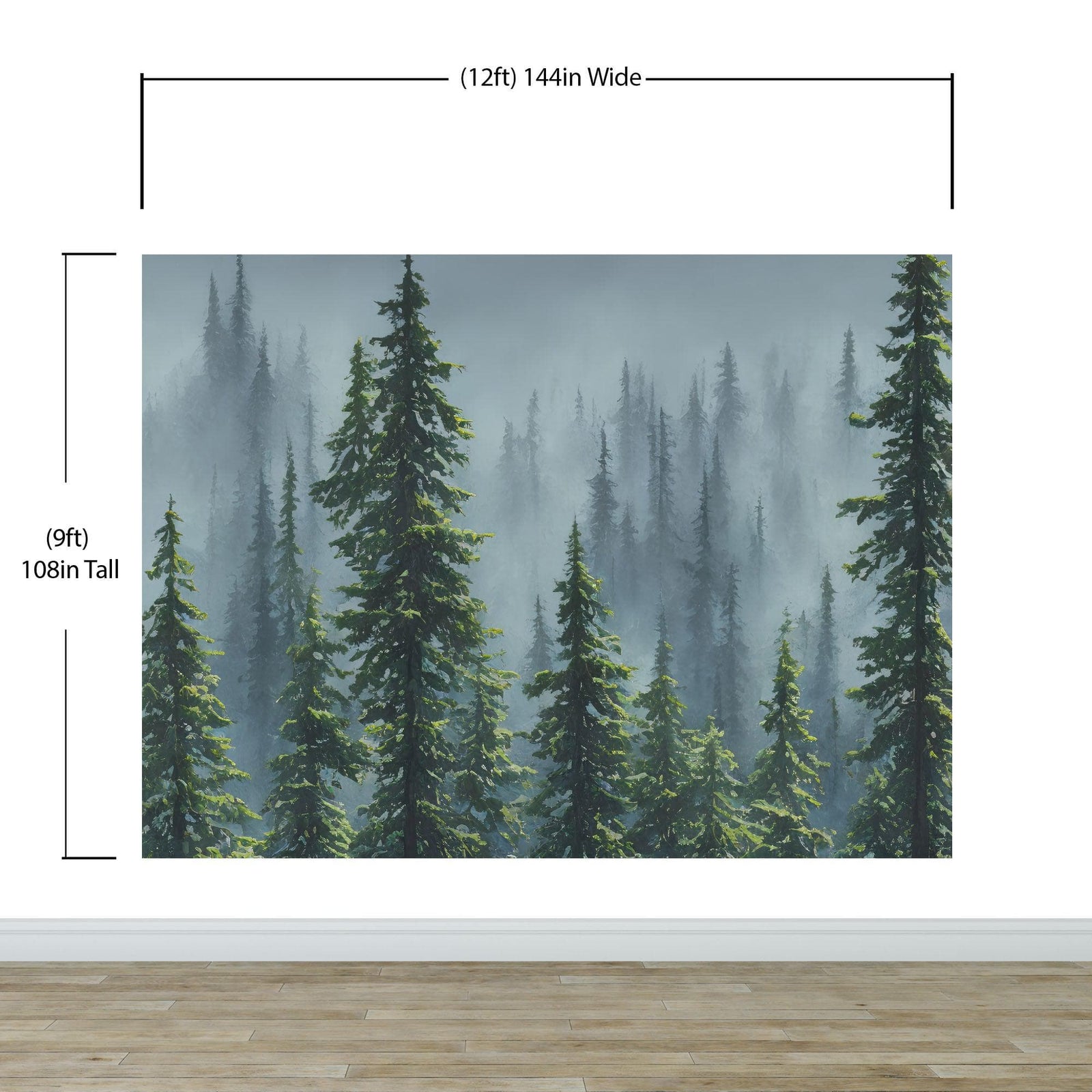 Nature Rainforest Wall Mural Wallpaper. Misty Forest Landscape. #6494